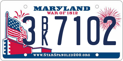 MD license plate 3BK7102
