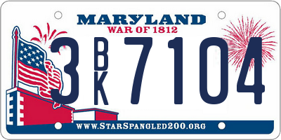 MD license plate 3BK7104