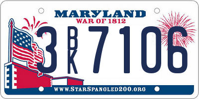 MD license plate 3BK7106