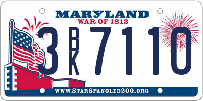 MD license plate 3BK7110