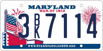 MD license plate 3BK7114