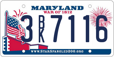 MD license plate 3BK7116