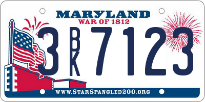 MD license plate 3BK7123