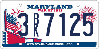 MD license plate 3BK7125