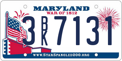 MD license plate 3BK7131