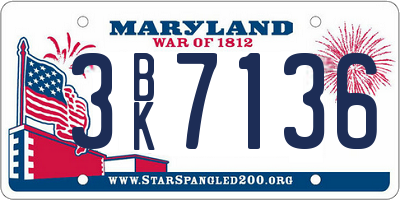 MD license plate 3BK7136