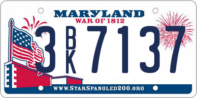 MD license plate 3BK7137