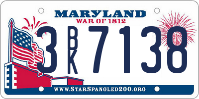 MD license plate 3BK7138