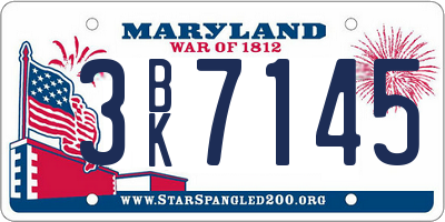 MD license plate 3BK7145