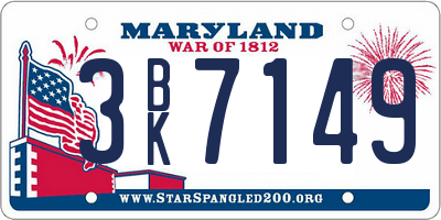 MD license plate 3BK7149