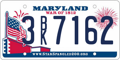 MD license plate 3BK7162