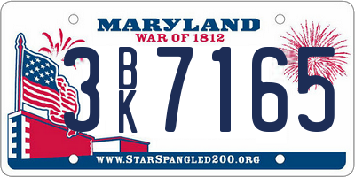 MD license plate 3BK7165