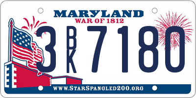 MD license plate 3BK7180