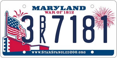 MD license plate 3BK7181