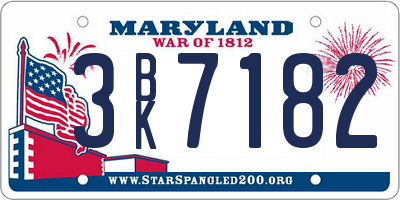 MD license plate 3BK7182