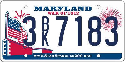 MD license plate 3BK7183