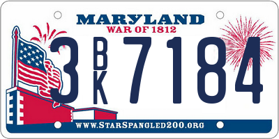 MD license plate 3BK7184