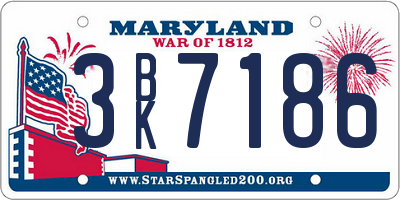 MD license plate 3BK7186