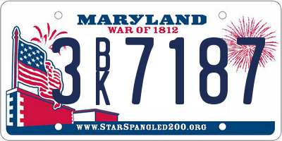 MD license plate 3BK7187