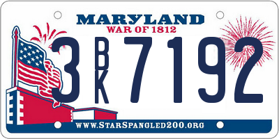 MD license plate 3BK7192