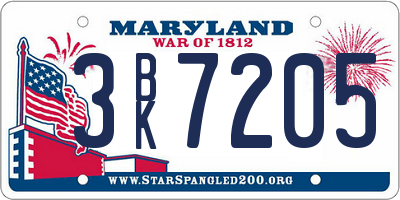 MD license plate 3BK7205