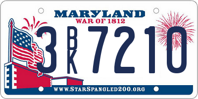 MD license plate 3BK7210