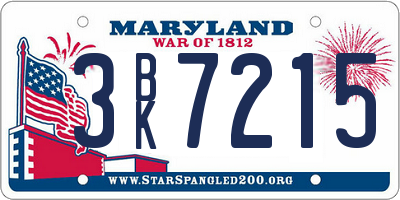 MD license plate 3BK7215