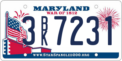MD license plate 3BK7231