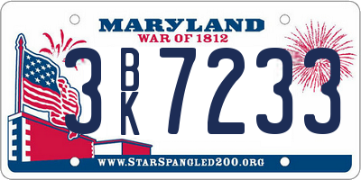 MD license plate 3BK7233