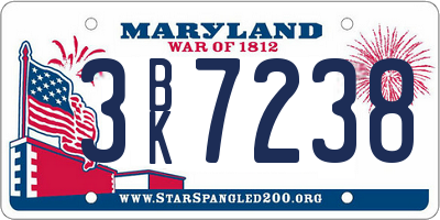 MD license plate 3BK7238
