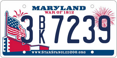 MD license plate 3BK7239