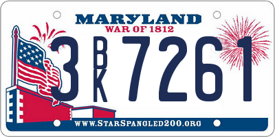 MD license plate 3BK7261