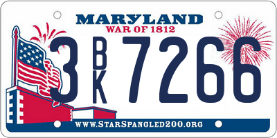 MD license plate 3BK7266