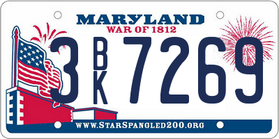 MD license plate 3BK7269
