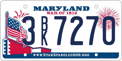 MD license plate 3BK7270
