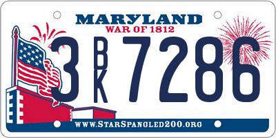 MD license plate 3BK7286