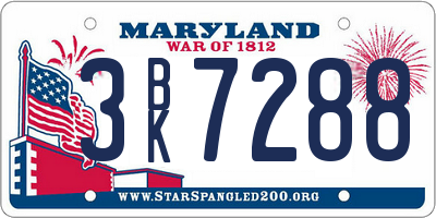 MD license plate 3BK7288