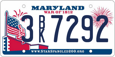 MD license plate 3BK7292