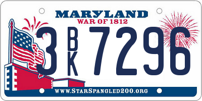 MD license plate 3BK7296