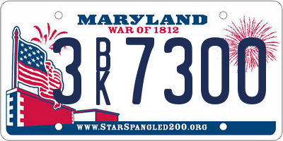 MD license plate 3BK7300