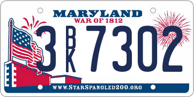MD license plate 3BK7302