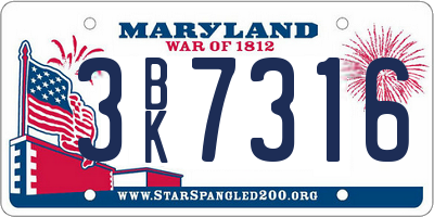 MD license plate 3BK7316