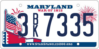 MD license plate 3BK7335
