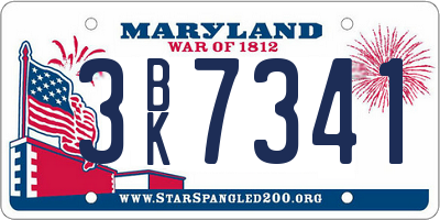 MD license plate 3BK7341