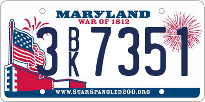 MD license plate 3BK7351