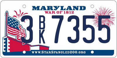 MD license plate 3BK7355