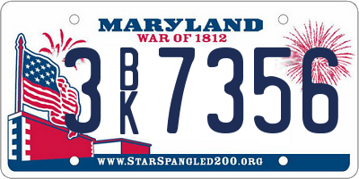 MD license plate 3BK7356