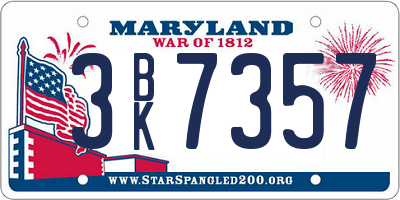 MD license plate 3BK7357