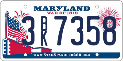 MD license plate 3BK7358