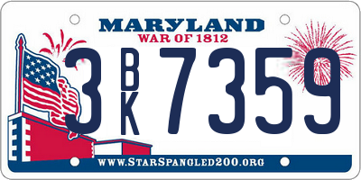 MD license plate 3BK7359
